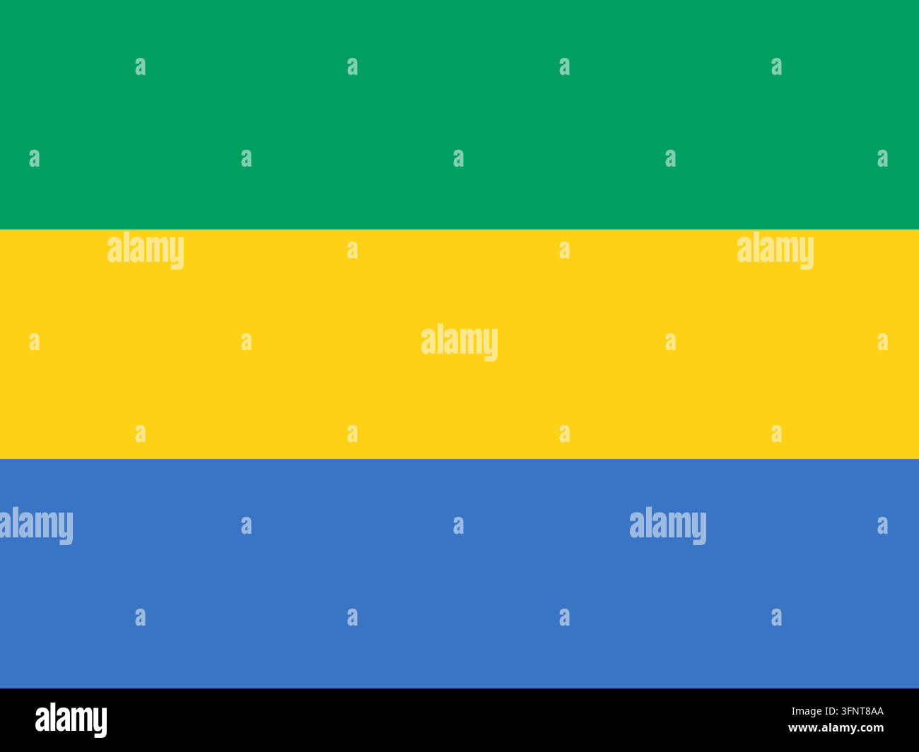 Nationalflagge von Gabun (Gabun), offizielle Farben und Proportionen. Vektorillustration der Flagge, isoliert auf weißem Hintergrund. Stock Vektor