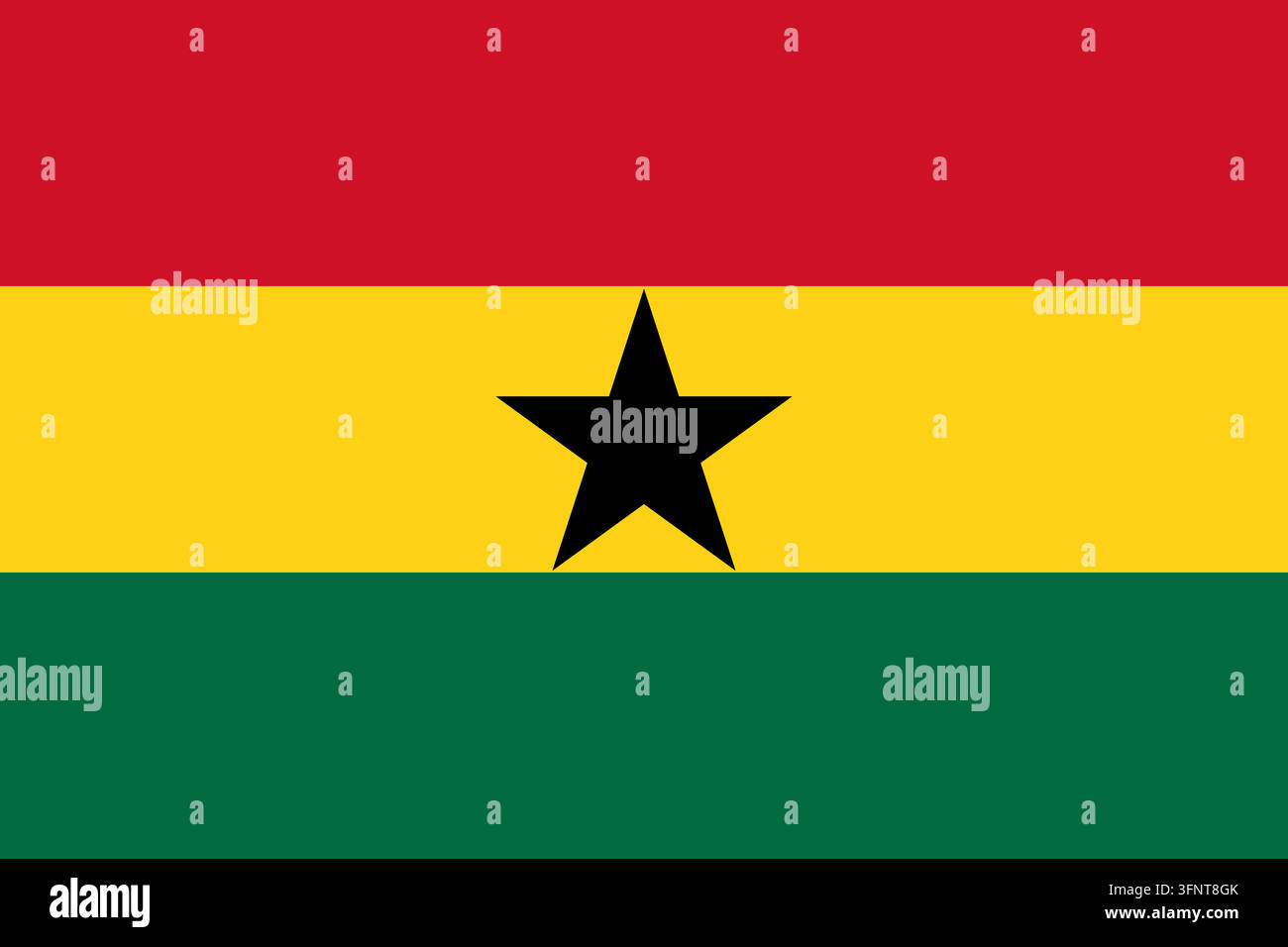 Nationalflagge von Ghana (Ghana), offizielle Farben und Proportionen. Vektorillustration der Flagge, isoliert auf weißem Hintergrund. Stock Vektor