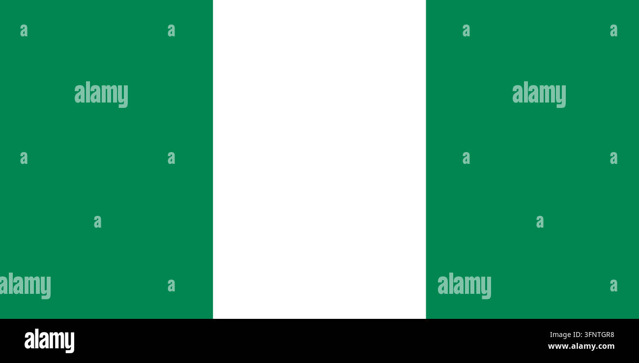 Nationale Flagge von Nigeria (Nigeria), offizielle Farben und Proportionen. Vektorillustration der Flagge, isoliert auf weißem Hintergrund. Stock Vektor