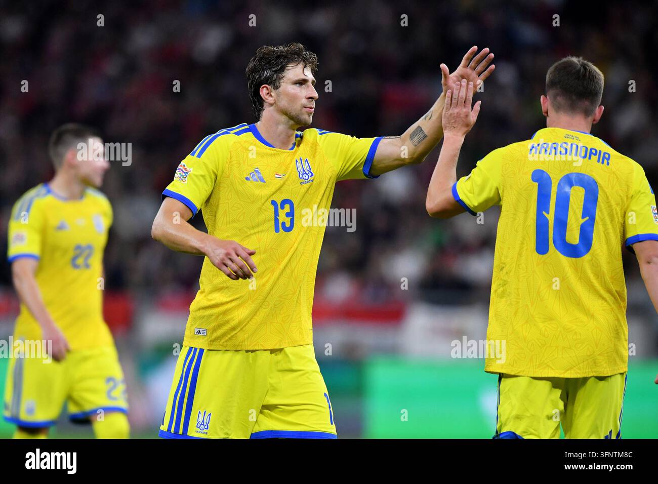 Budapest, Ungarn 25. September 2026 Illia Zabarnyi während der UEFA-Nationenliga zwischen Ungarn - Ukraine in der Puskás Aréna Budapest (KUBANOV PAVLO UKR/SPP) Stockfoto