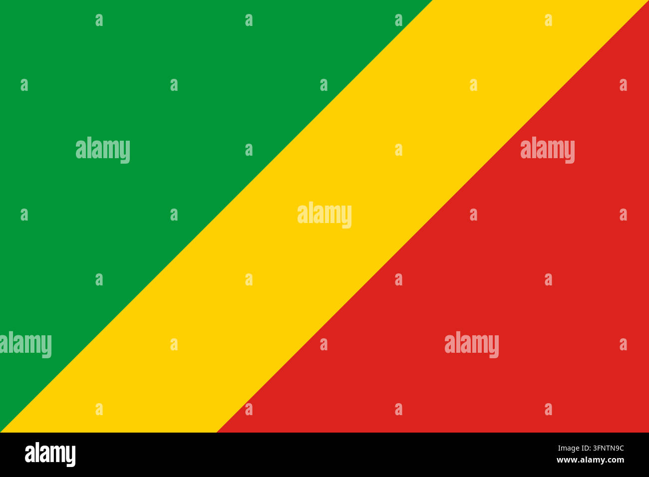 Nationalflagge der Republik Kongo (Republik Kongo), offizielle Farben und Proportionen. Vektorillustration der Flagge, isoliert auf weißem Hintergrund Stock Vektor