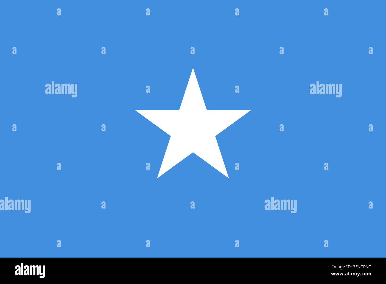 Nationale Flagge von Somalia (Somalia), offizielle Farben und Proportionen. Vektorillustration der Flagge, isoliert auf weißem Hintergrund. Stock Vektor