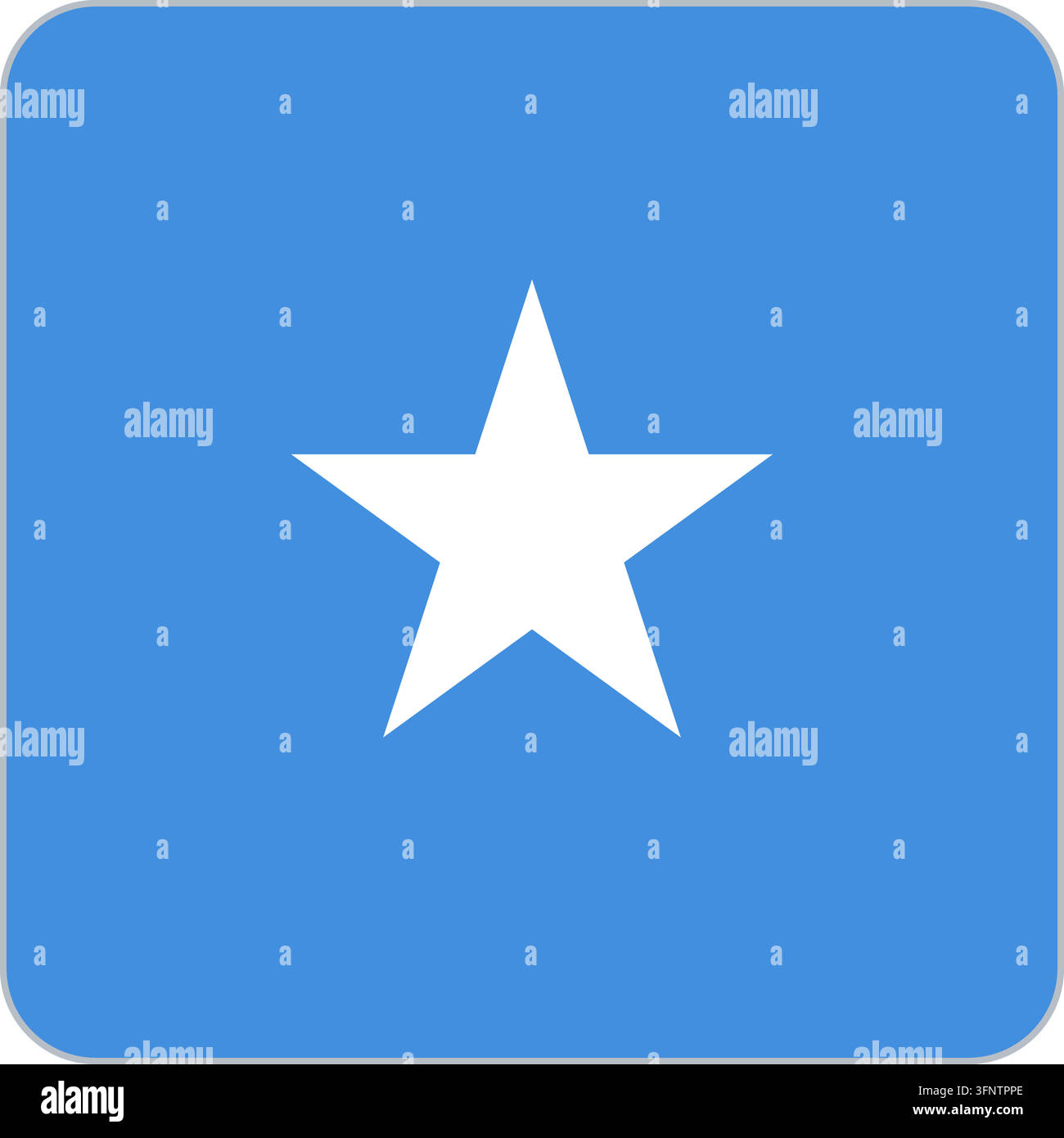 Abgerundetes quadratisches Flaggen-Symbol von Somalia (Somalia) in offiziellen Farben, flacher Vektor-App-Button, isoliert auf weißem Hintergrund. Stock Vektor