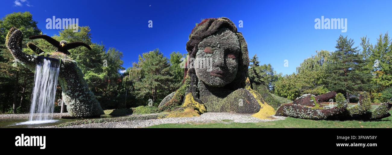 Notre-Dame-Insel, Mutter-Erde-Grasskulptur ist von indigenen Traditionen inspiriert, dieses symbolische Werk erweist der Lebensquelle Hommage Stockfoto