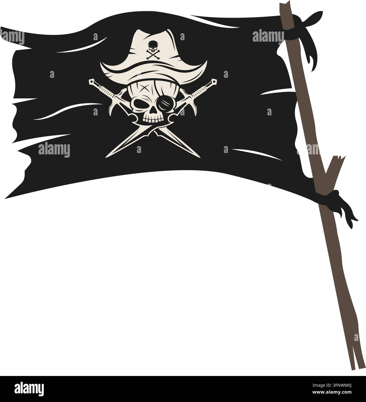 Piratenflagge zerrissenes Vektor-Element Designvorlage Stock Vektor