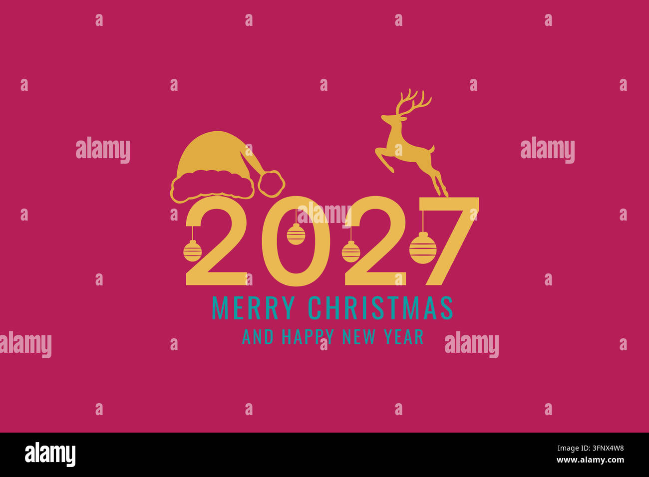 Freude auf der Welt Weihnachts- und Neujahrsfeiern 2027 Stock Vektor