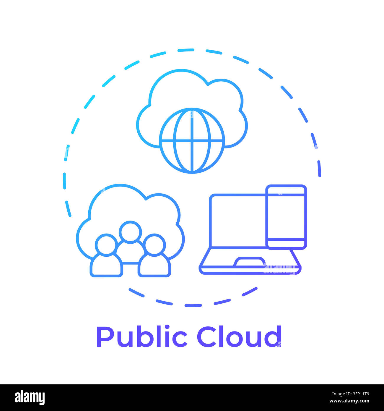 Öfflicher-Cloud-Gradienten-Umriss-Konzept-Symbol Stock Vektor