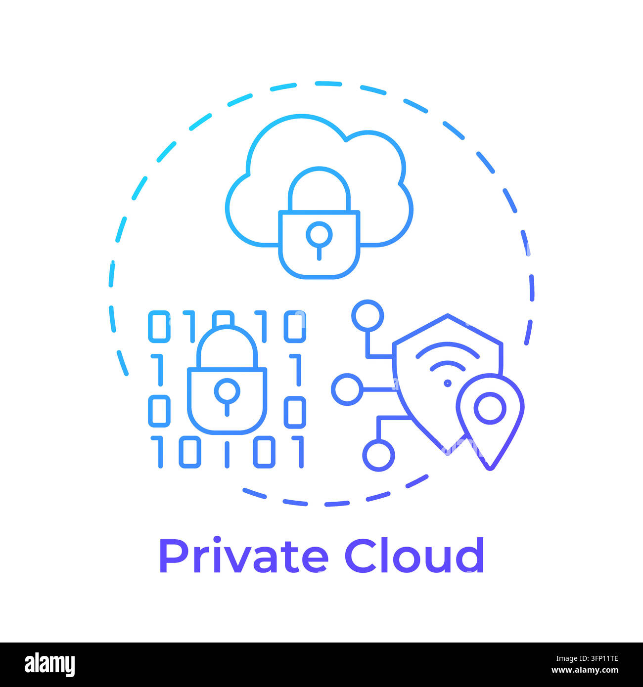 Privates Cloud-Gradienten-Umriss-Konzeptsymbol Stock Vektor