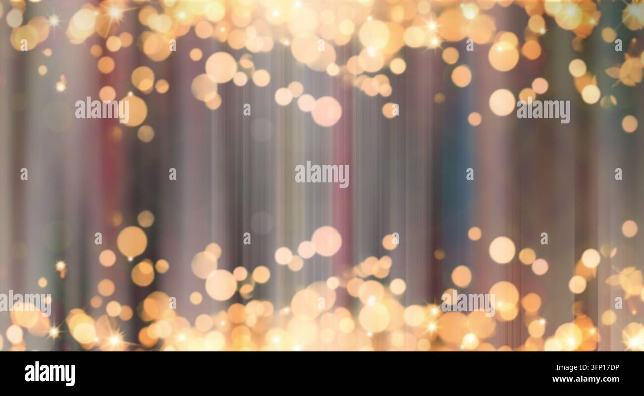 Weiche goldene Bokeh-Lichter bilden abstrakte Muster. Stockfoto
