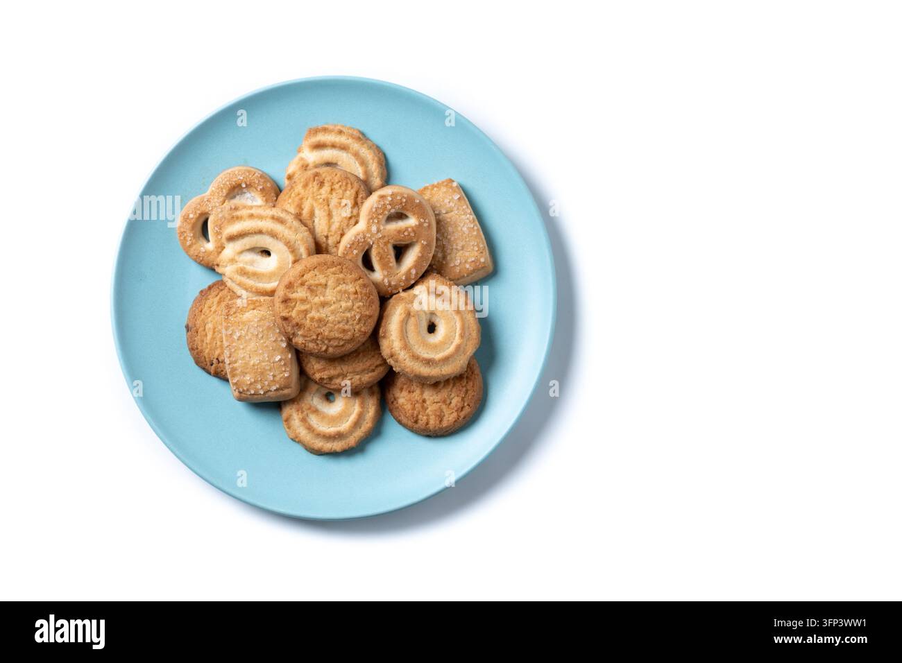 Verschiedene Butterkeks isoliert auf weißem Hintergrund Stockfoto