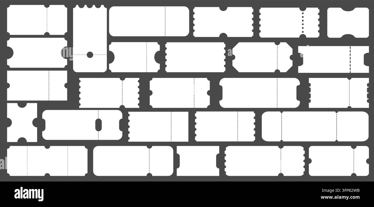 Eine Sammlung von Ticketdesigns für kreative Projekte und Eventplanung Stock Vektor