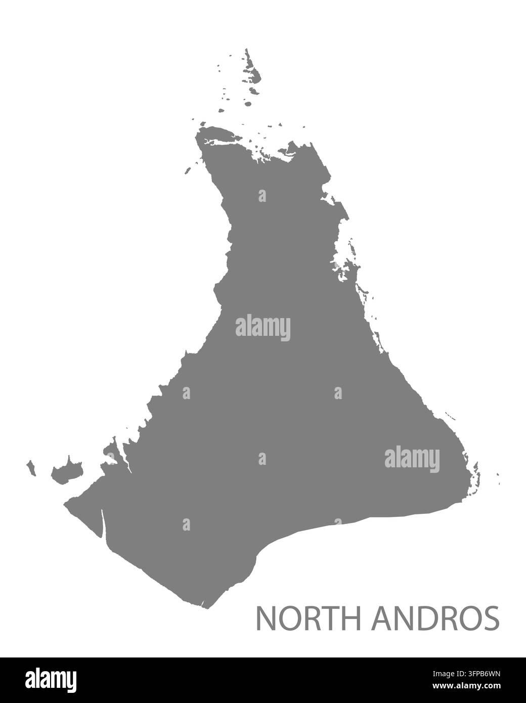 Moderne flache Vektorkarte von North Andros, Bahamas. Detaillierte Silhouette der Bezirksgrenzen in Grau auf weißem Hintergrund. Stock Vektor