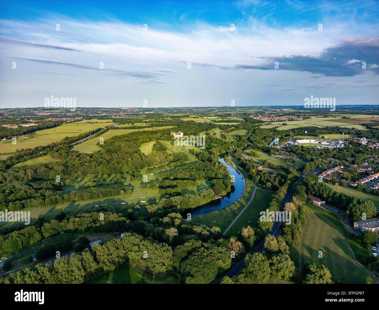 Chester le Street Cricket und Lumley Castle Stockfoto