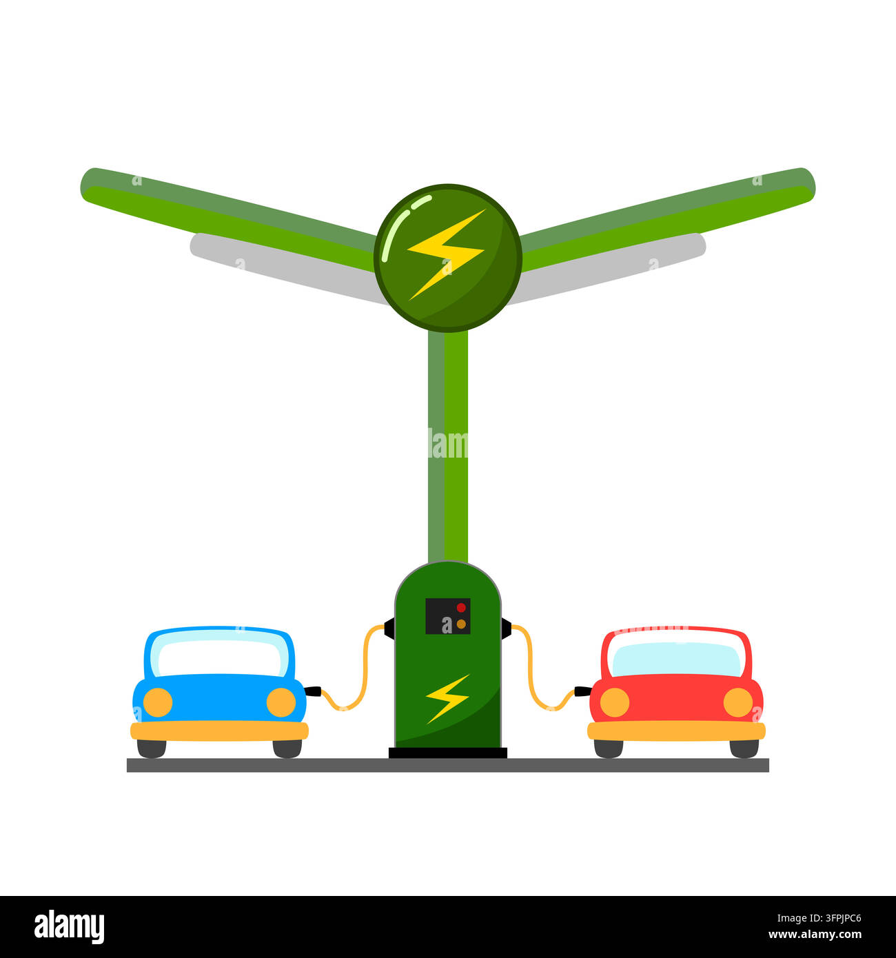 Ladestation für Elektroautos. Cartoon so niedlich. Vektor und Illustration. Stock Vektor