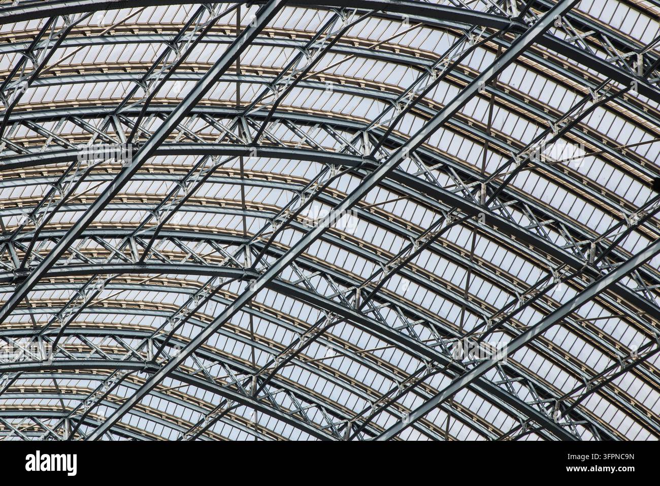 Die Dachkonstruktion des Bahnhofs Saint Pancras, London, England Stockfoto
