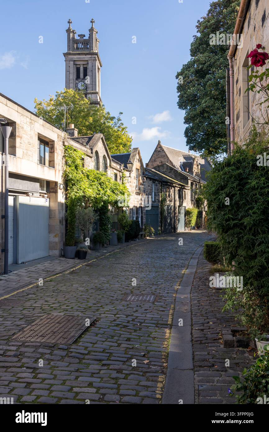Die berühmte Circus Lane im lebendigen Viertel Stockbridge von Edinburgh Stockfoto
