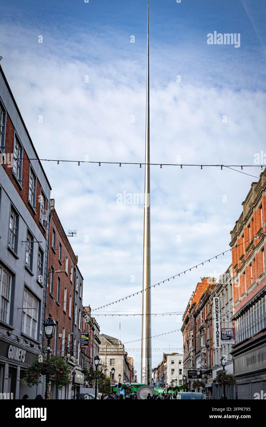 Dublin, Irland – Der Spire of Dublin, gelegen im Zentrum der O’Connell Street in Dublin, Irland. Stockfoto