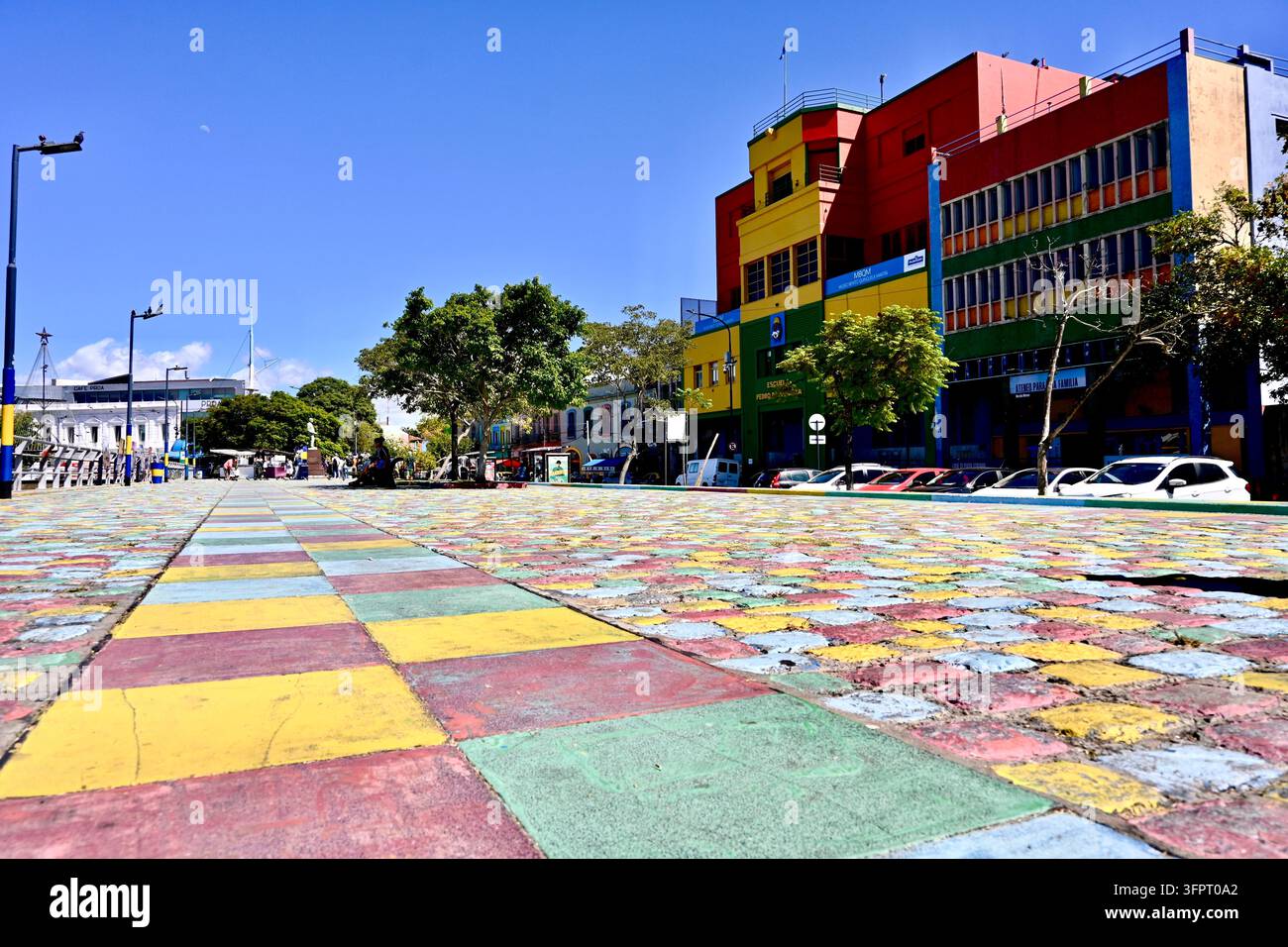 Farbige Kacheln entlang des Matanza-Flusses, La Boca, Buenos Aires Stockfoto