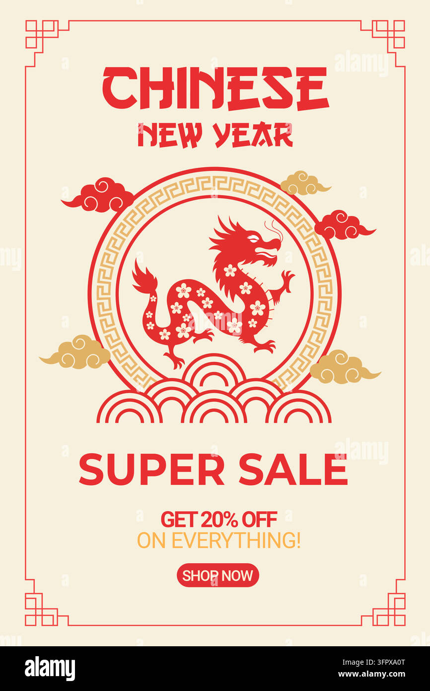 Vektorillustration eines chinesischen Neujahrsverkaufsbanners mit Rabattangebot Stock Vektor
