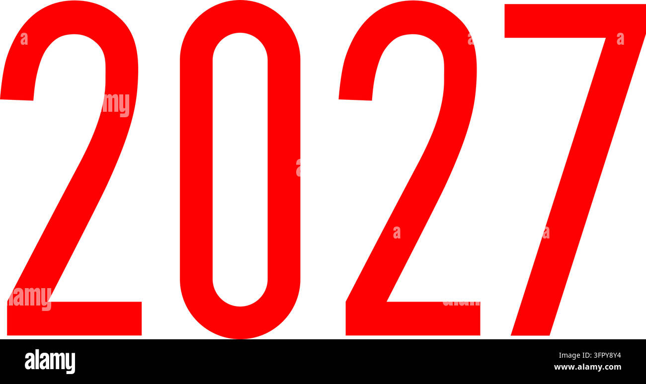 Rote Vektorgrafik der Zahl 2027 Stock Vektor