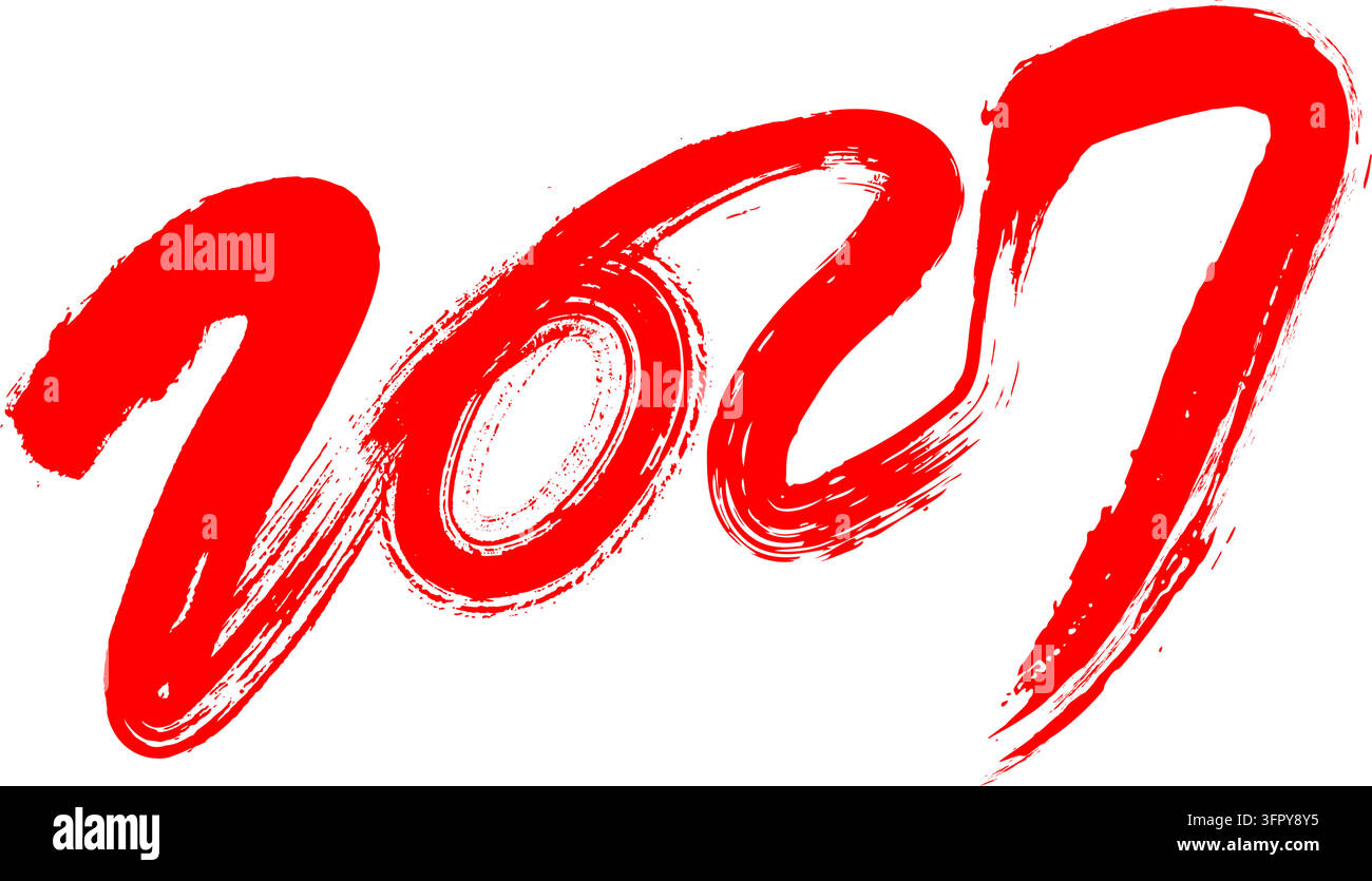 Rote vektorcalligraphische Zahl 2027 Stock Vektor