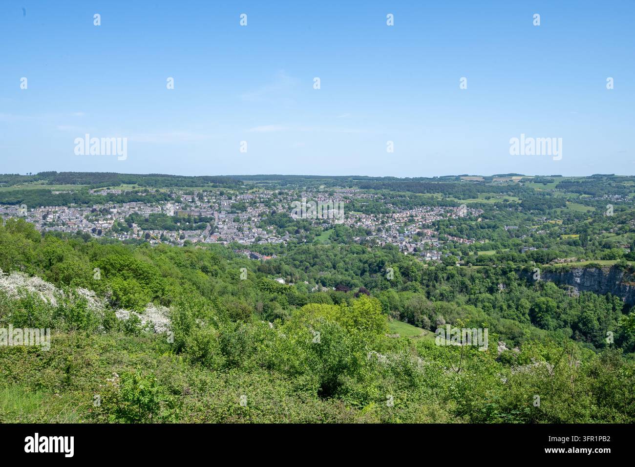 Blick von den Höhen Abrahams auf die Stadt Matlcok Bath in Derbyshire Stockfoto