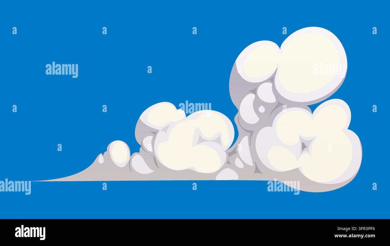 Cartoon-weiße Nebelrauchwolke mit kleinen Puffen Stock Vektor