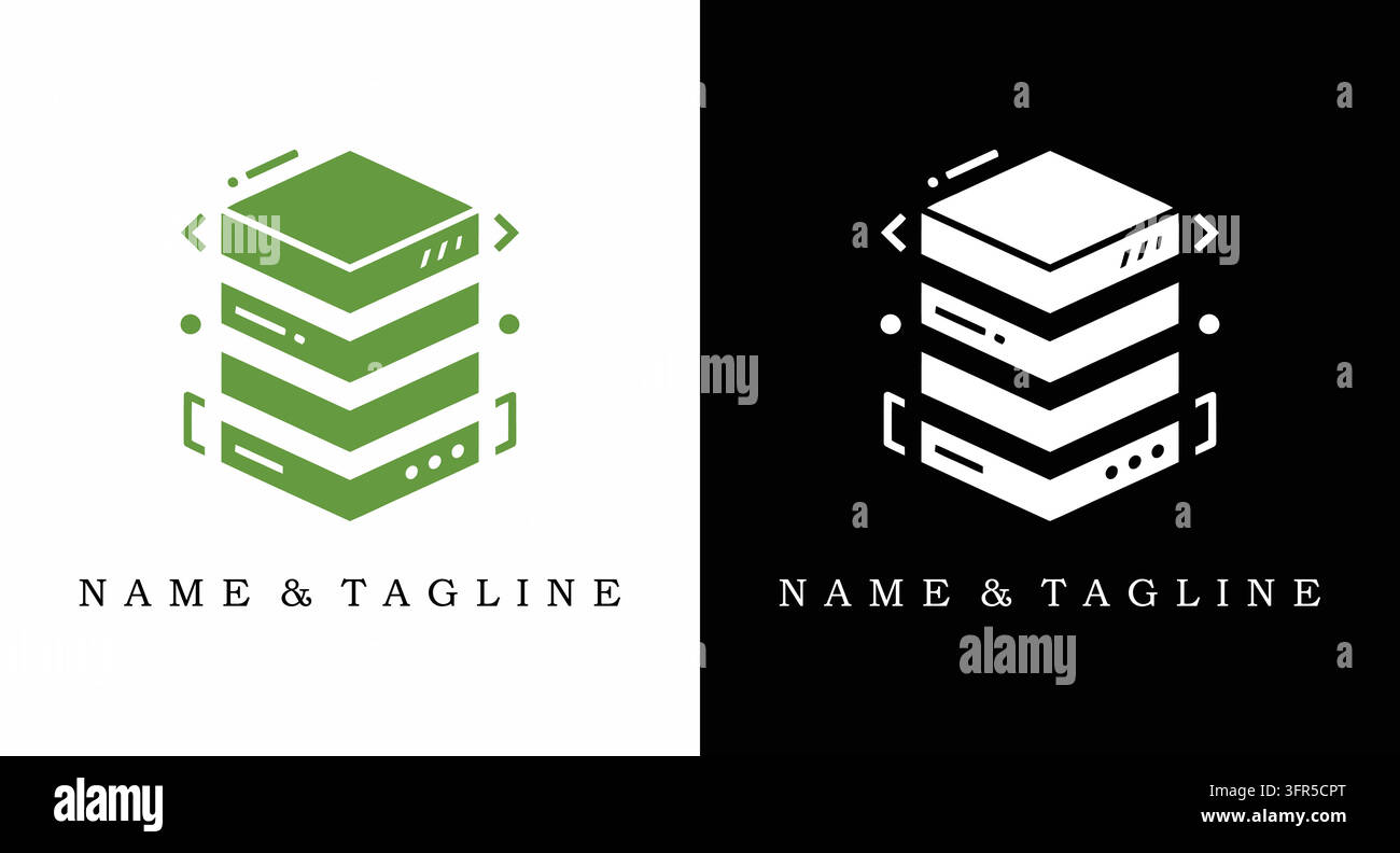 Server-Stack-Symbol, das Cloud Computing und Datenbank-Speicherung darstellt Stock Vektor