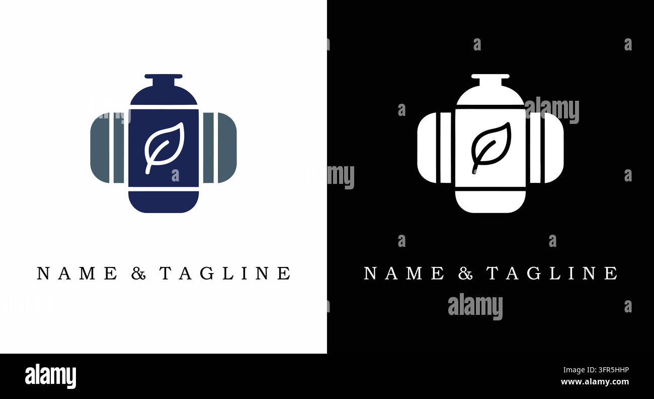 Umweltfreundliches Flaschenlogo mit organischem Blattsymbol Grafikdesign Nachhaltigkeit Stock Vektor
