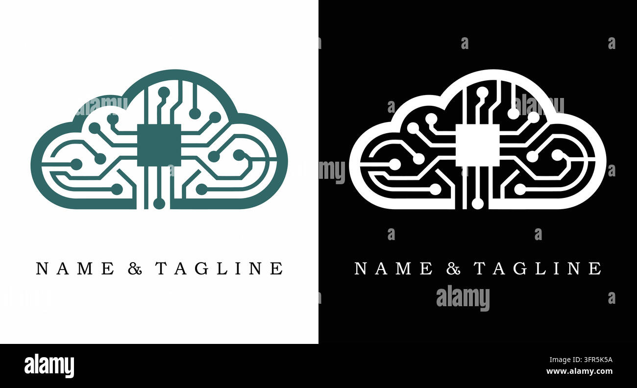 Logo der digitalen Cloud-Computing-Netzwerktechnologie Stock Vektor