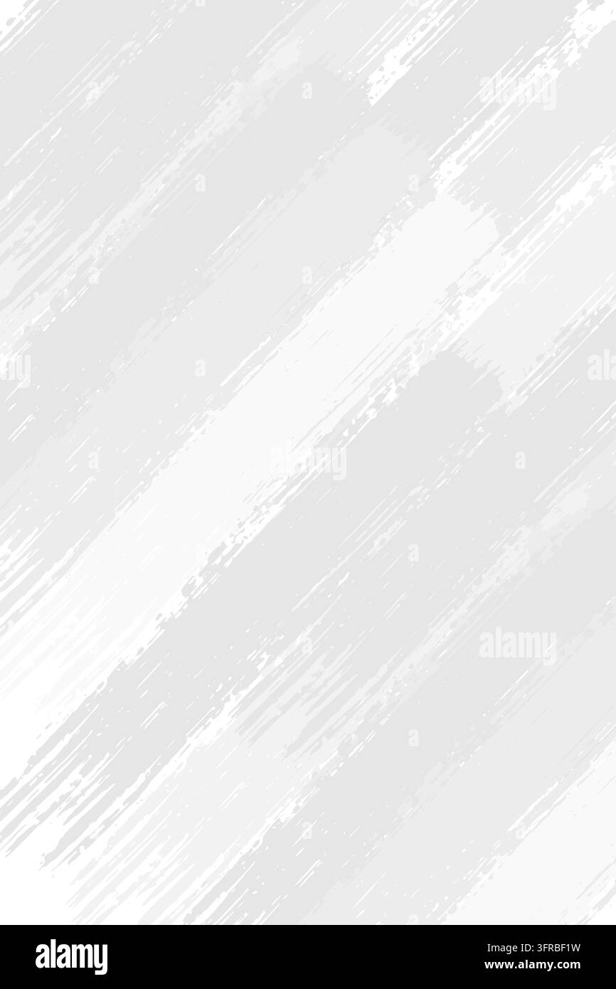 Abstrakter weißer und hellgrauer diagonaler Pinselstrich-Hintergrund mit abgenutzten Farbtекстuren Stock Vektor