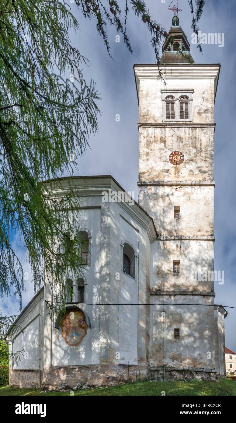 Kirche der Mariä Himmelfahrt, barocker Stil, 17. Jahrhundert, Siedlung Nova Štifta, Gemeinde Sodražica, Region Unterkrain, Slowenien Stockfoto