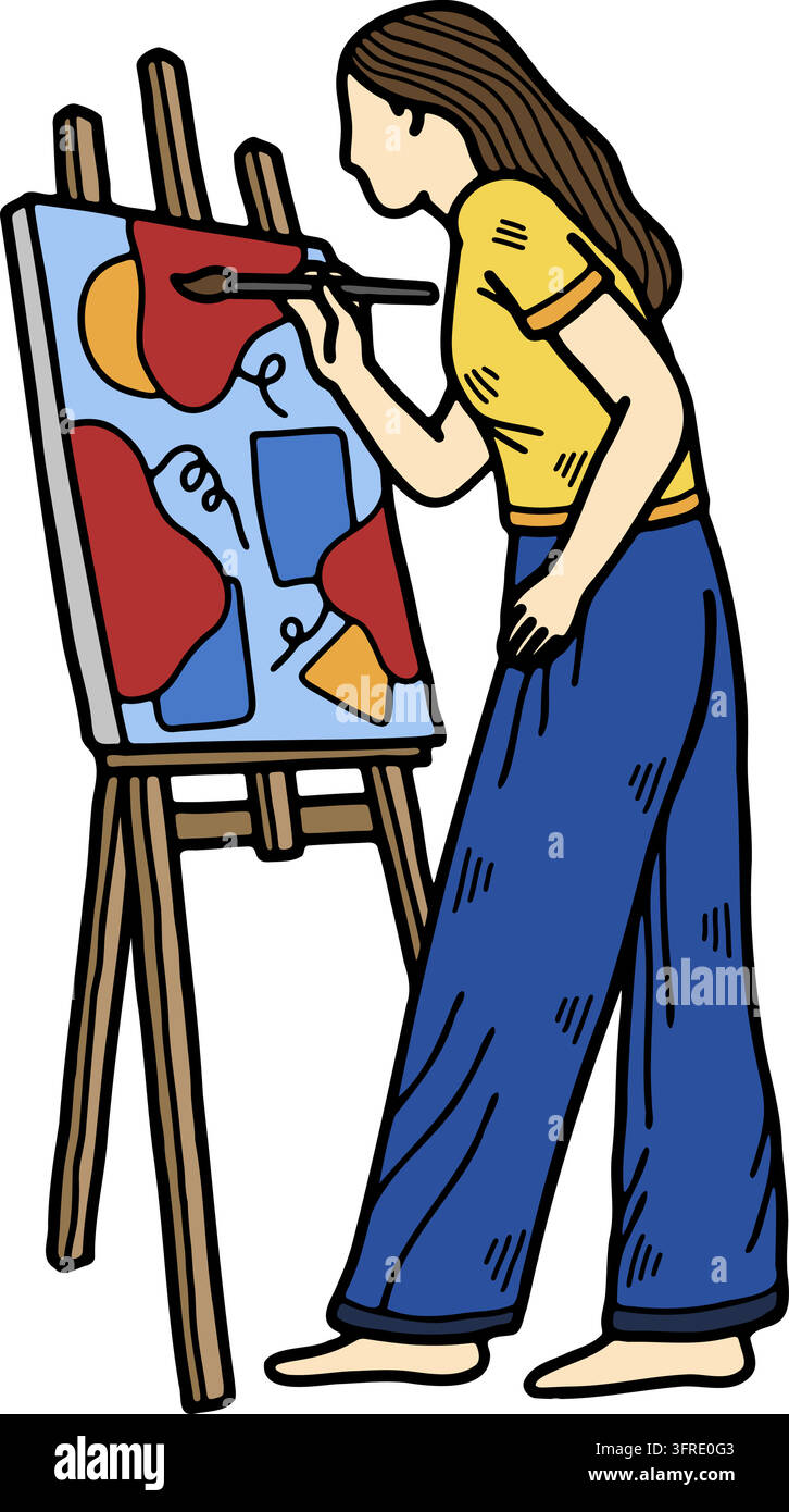 Illustration einer Frau, die malt Stock Vektor