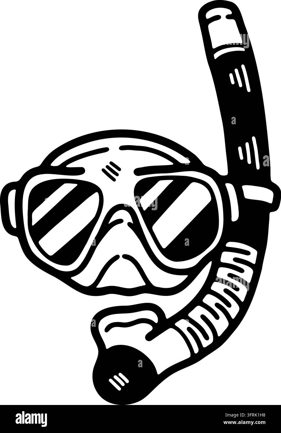 Schwarz-Weiß-Illustration eines Schnorchels Stock Vektor