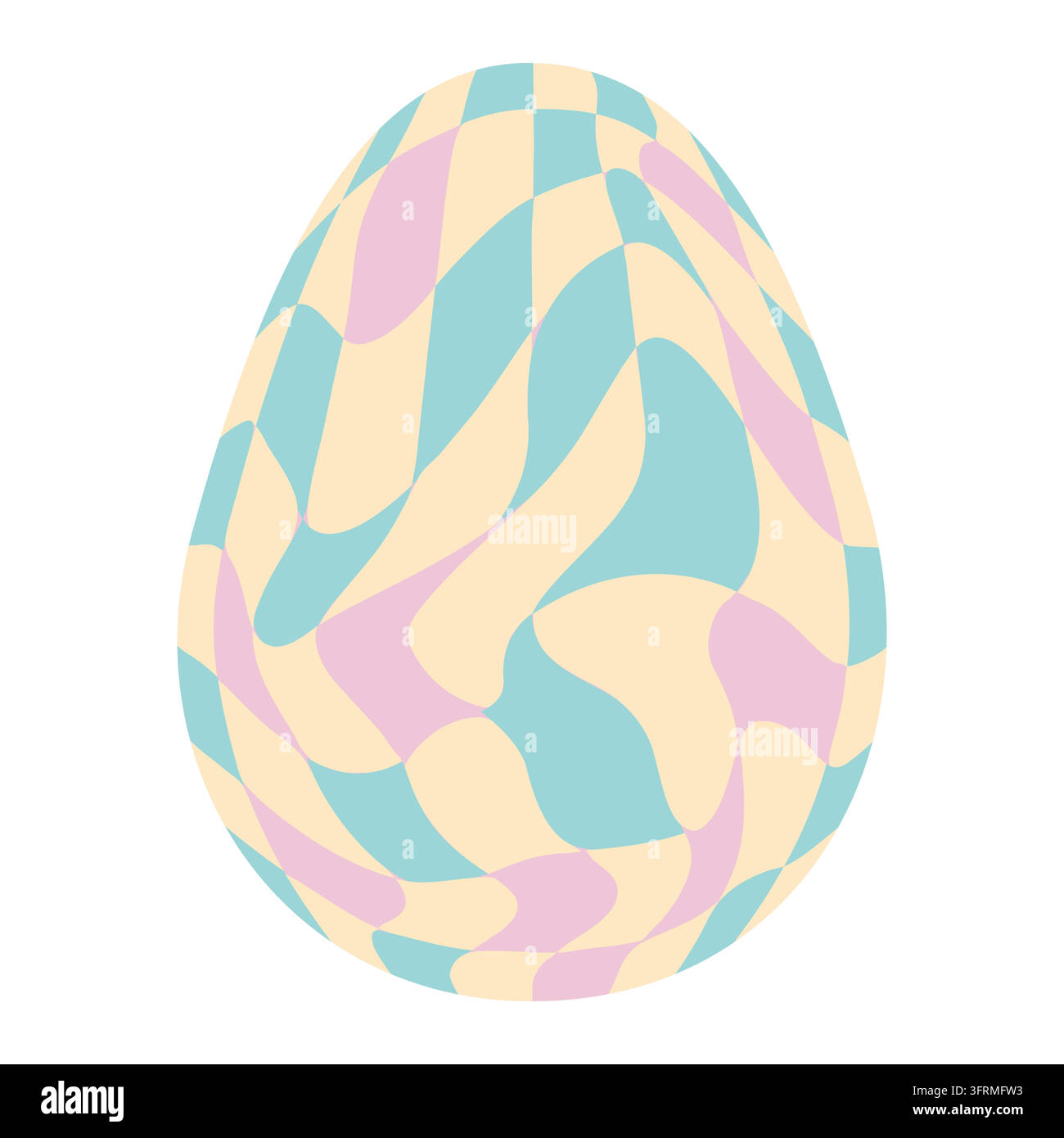 Ostereier mit Retro-Groovigen Mustern im Stil der 60er-70er Jahre. Grooviger Hippie Happy Easter mit verzerrtem psychedelischen Design. Vektor Stock Vektor