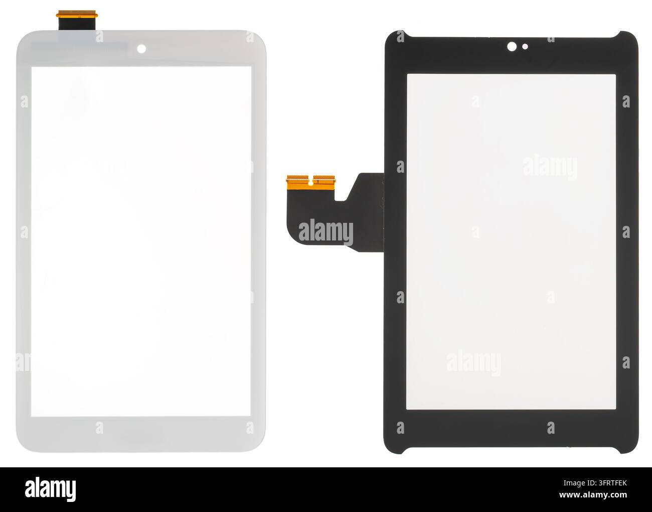 Tablet-Touchscreen-Digitizer-Glasplatten mit Flachbandkabeln zur Reparatur Stockfoto