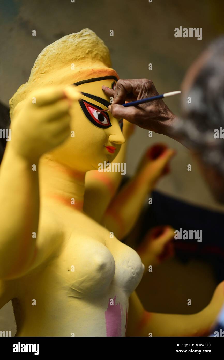 Porträts der göttlichen Kraft, Anmut und der ewigen Stärke von maa Durga. Stockfoto
