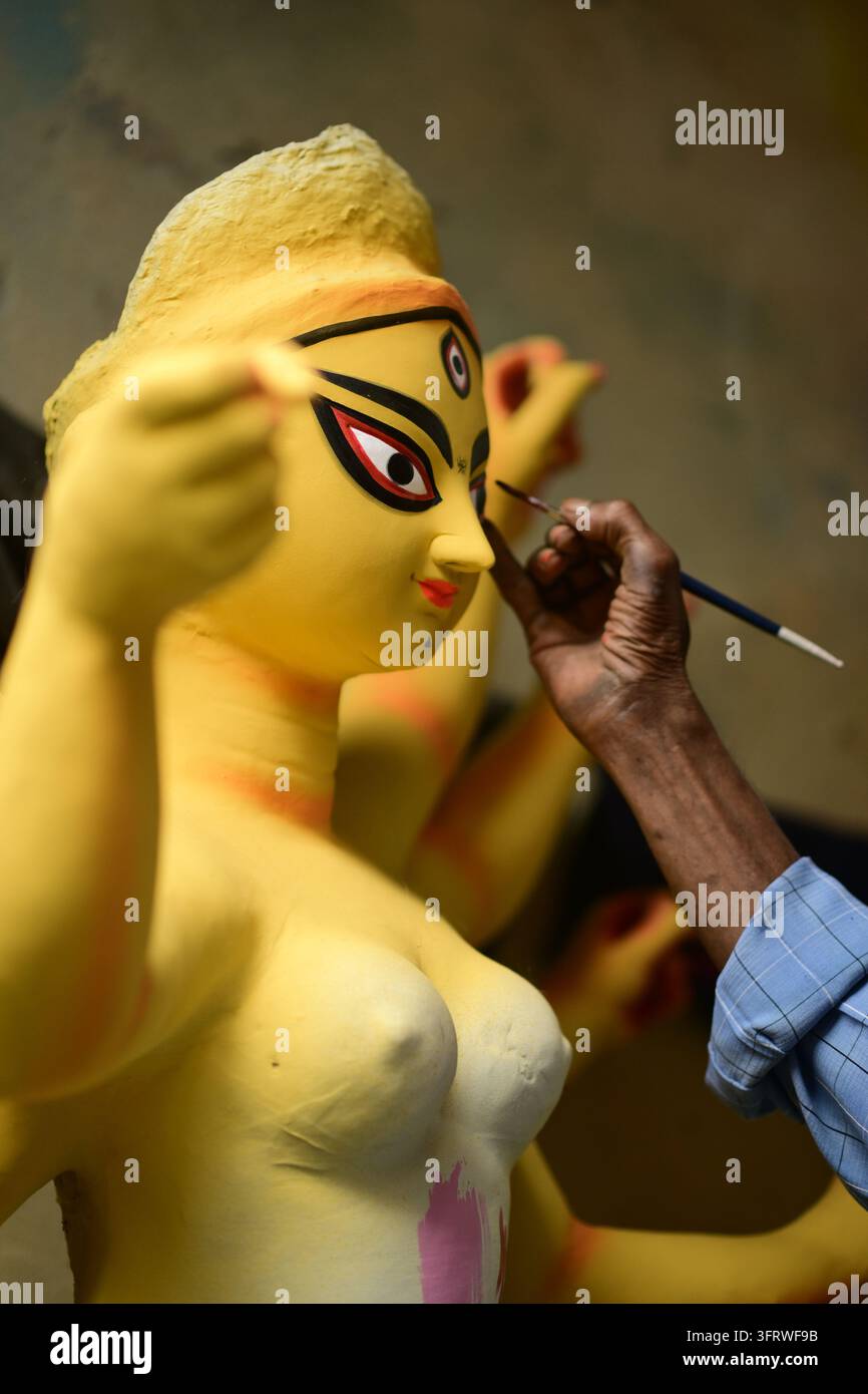 Porträts der göttlichen Kraft, Anmut und der ewigen Stärke von maa Durga. Stockfoto