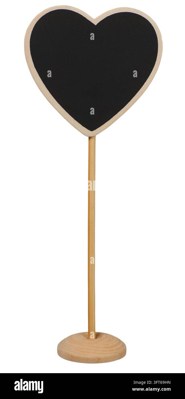 Herzförmiges Kreidetafel-Schild auf einem Ständer Stockfoto