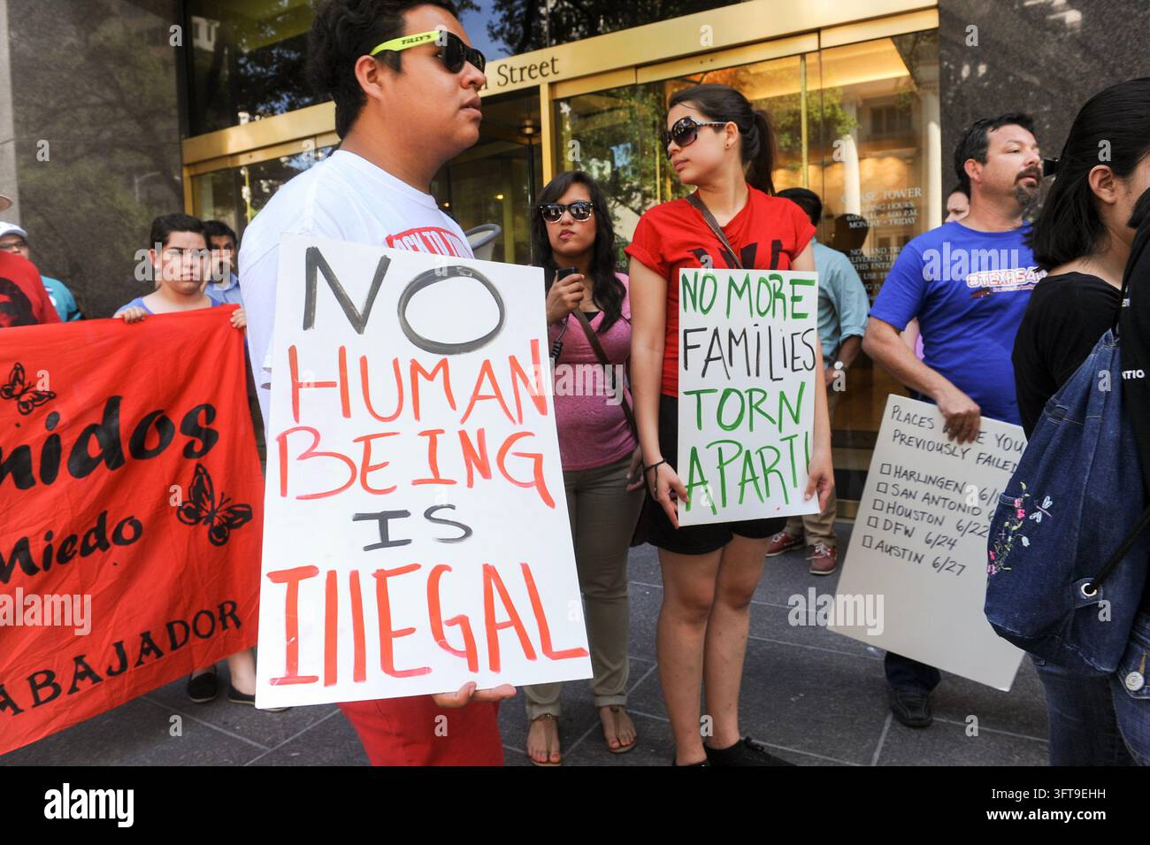 Protest des Immigration Reform Caravan, Austin, Texas, 27. Juni 2013. (Foto von John Anderson/The Austin Chronicle) Stockfoto