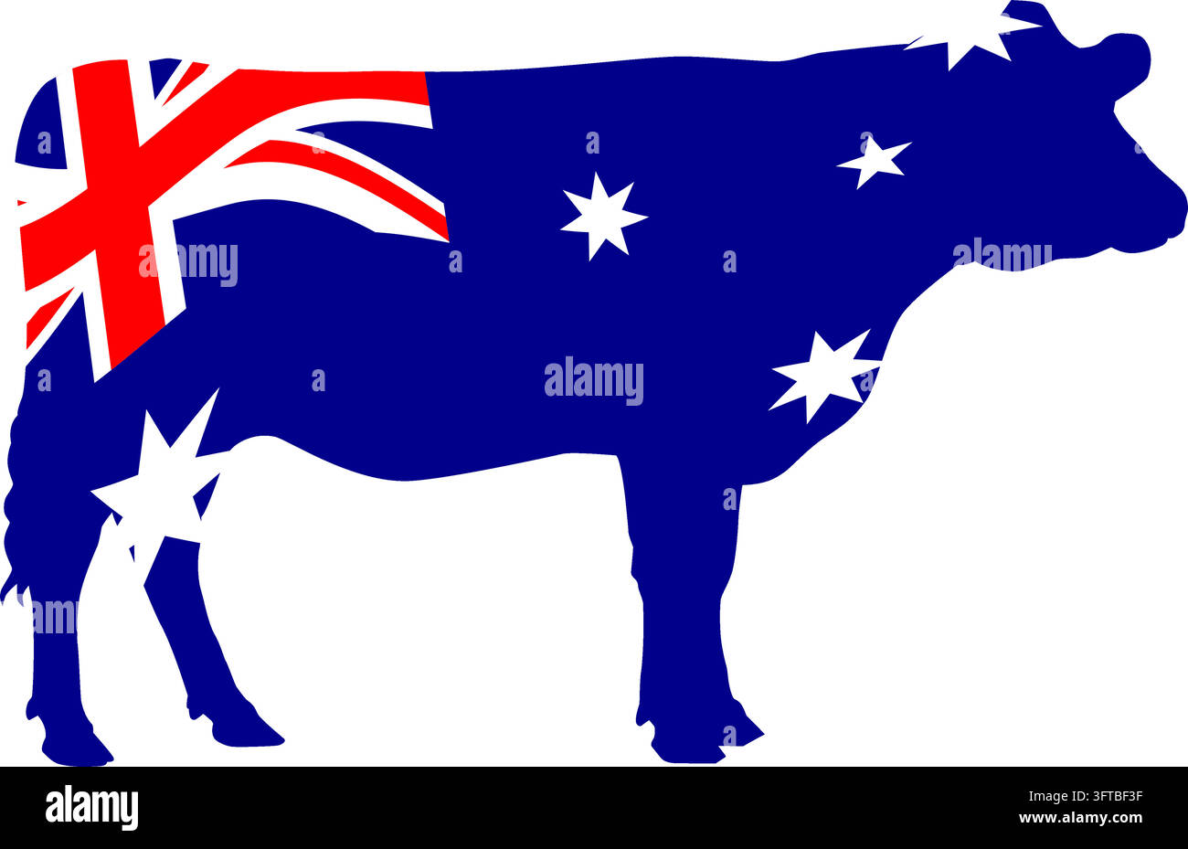 Australien-Flagge in Kuhform, australische Flagge Tier-Silhouette Vektor-Illustration Stock Vektor