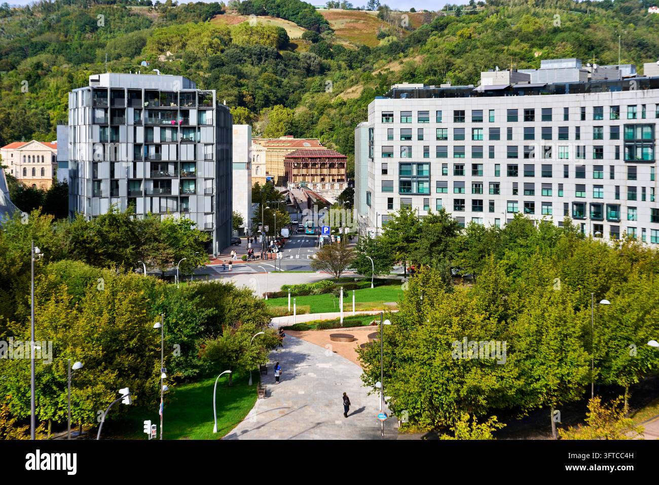 Euskadi-Plaza, Blick vom Bilbao Museoa, Fine Arts Museum von Bilbao, Bizkaia, Baskenland, Spanien Stockfoto