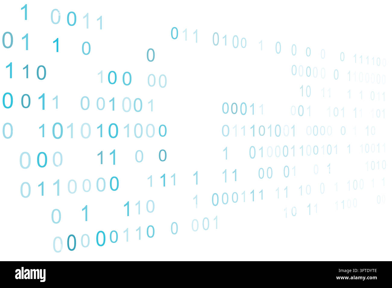 Abstrakter blauer Binärcode-Digitaldaten-Hintergrund mit futuristischen Technologiezahlen und weißem Kopierraum Stock Vektor