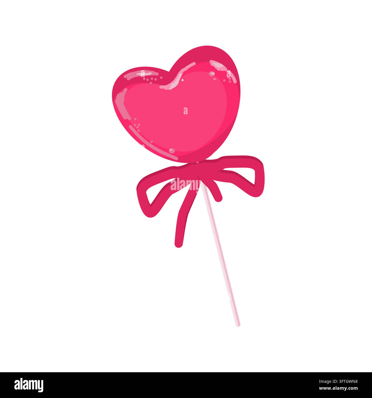 Herzförmiger Lolli als süße romantische Leckerei: leuchtend rotes und weißes Bonbon mit klassischem Stieldesign. Die kräftigen Farben und die ikonische Form symbolisieren Stock Vektor