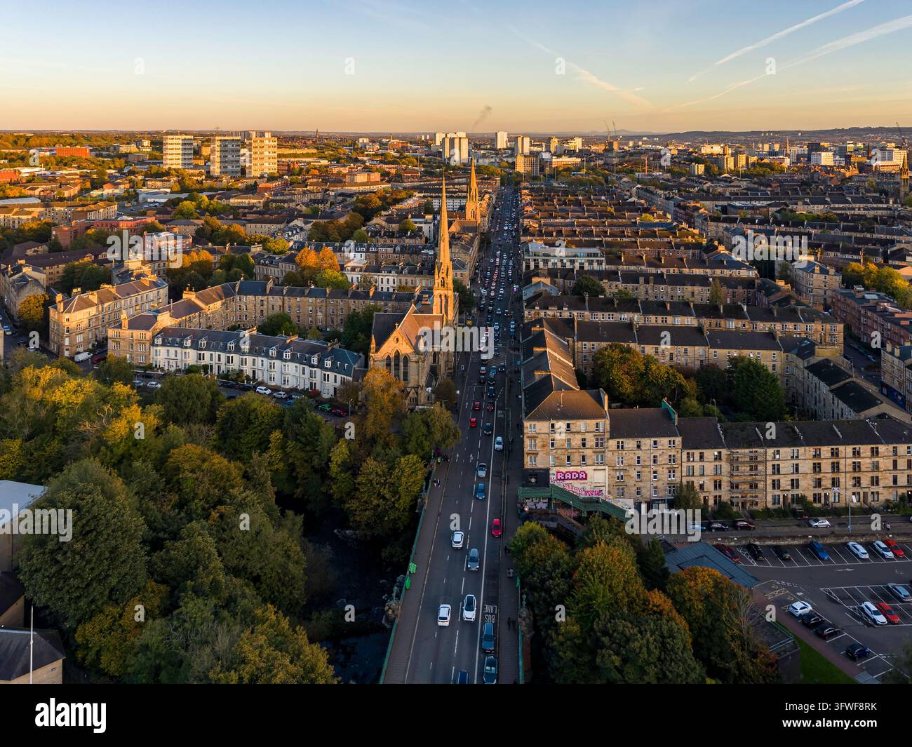 Gt. Western Road bei Kelvinbridge, Glasgow West End, Glasgow, Schottland, UK Stockfoto