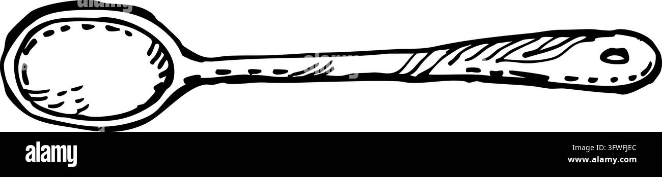 Illustration, die einen langen hölzernen Kochlöffel darstellt Stock Vektor