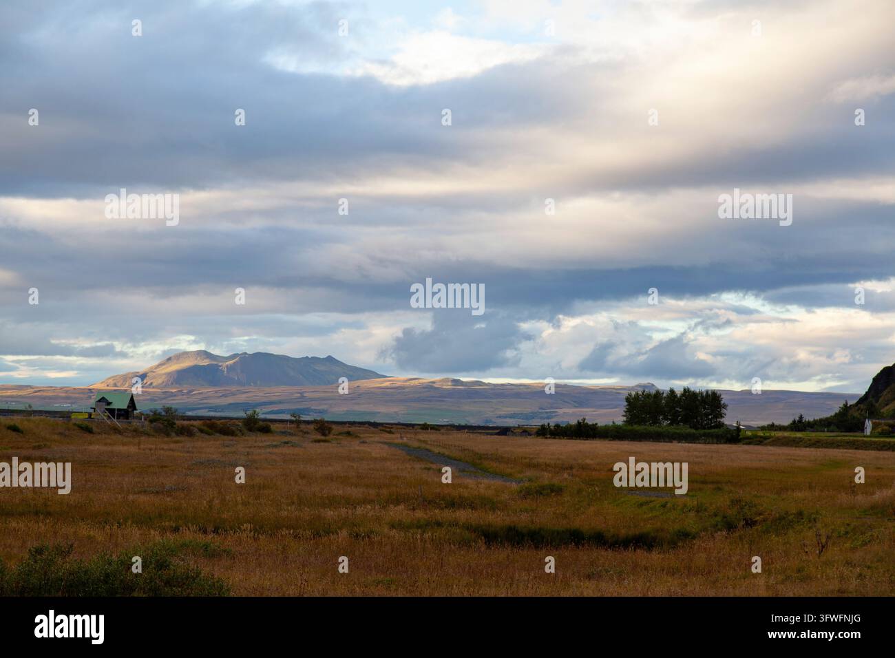 Das Gebiet um Seljalandsfoss gehört zu Südisland und liegt im Katla UNESCO Global Geopark. Stockfoto