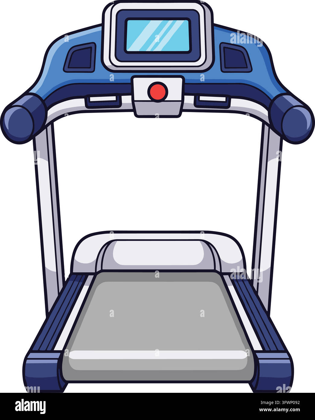 Moderne blaue Laufbandmaschine für Home-Fitness und Trainingsworkouts. Stock Vektor