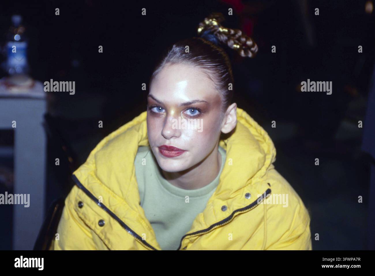 3. März 1997 Historisches Archiv Publifoto/Olycom/LaPresse Im Foto: Milano Collezioni Backstage, Laufsteg Bluemarine   Im Foto: Milan Collections Backstage, Bluemarine Modenschau Stockfoto