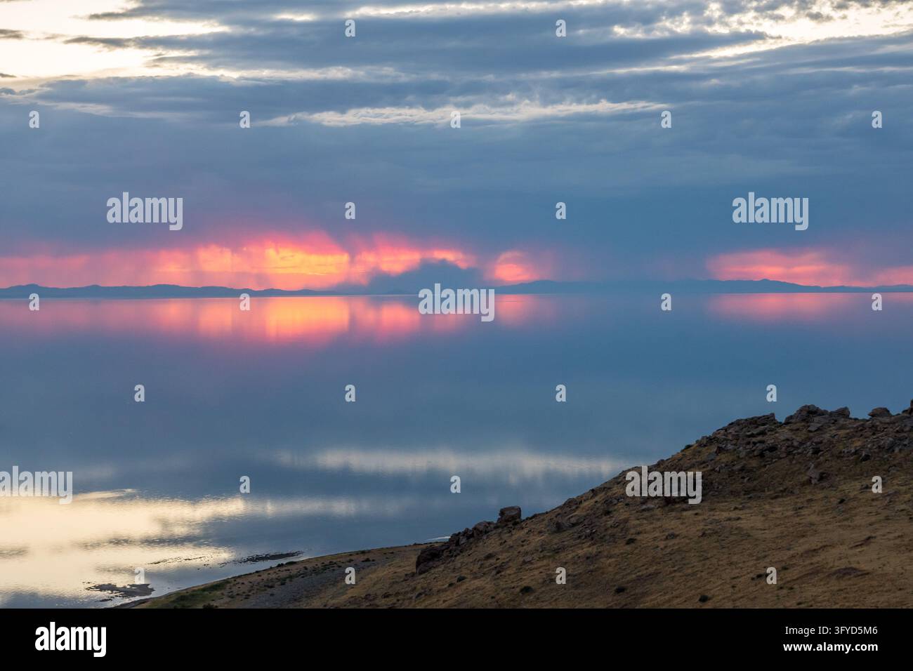 Ein herrlicher Blick auf die Topographie der Antelope Island State Park Stockfoto